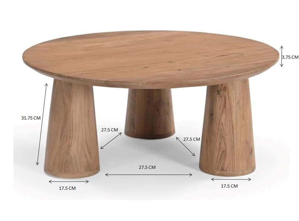 Couchtisch rund aus Mangoholz – Ø 80 cm, massiv & stilvoll | B-Ware