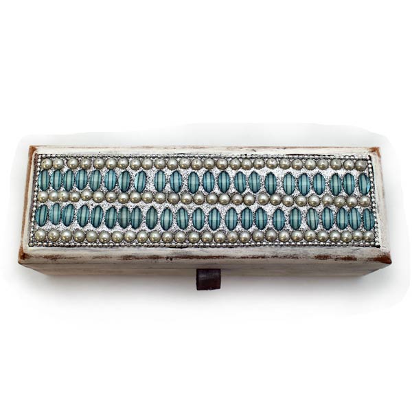 Holzbox rechteckig light blue