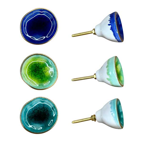 Pomello per mobili con bordo dorato