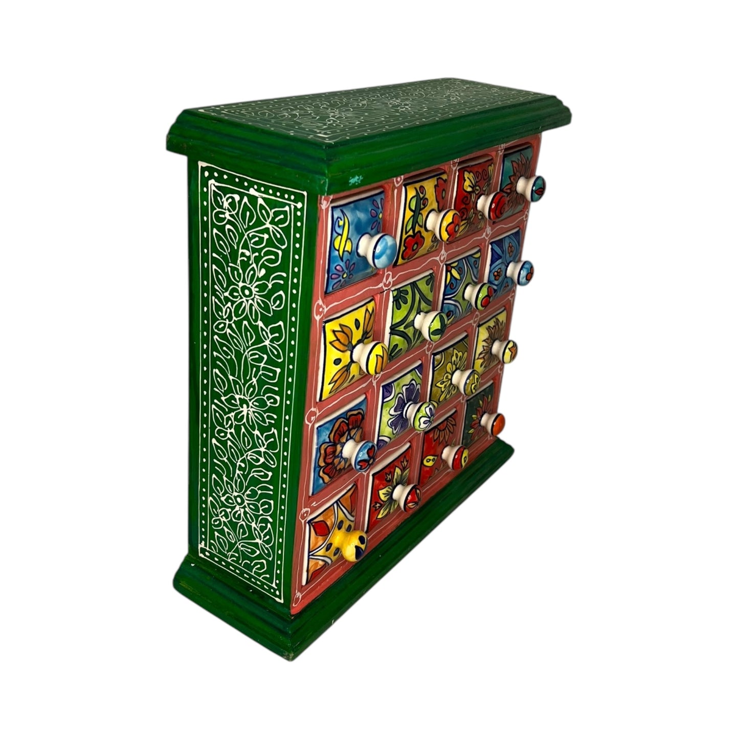 Mini meuble avec tiroirs en céramique colorés