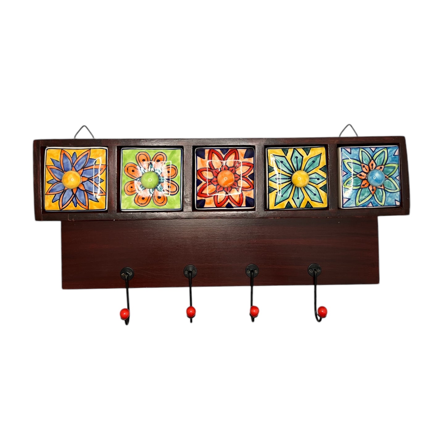 Mobile da parete con 5 cassetti e 4 ganci