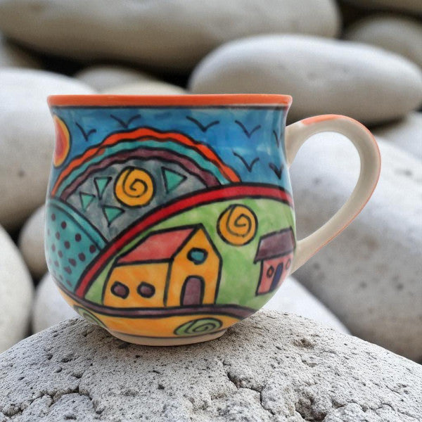 Keramiktasse Happy - Handbemalte Teetasse bunt 300ml