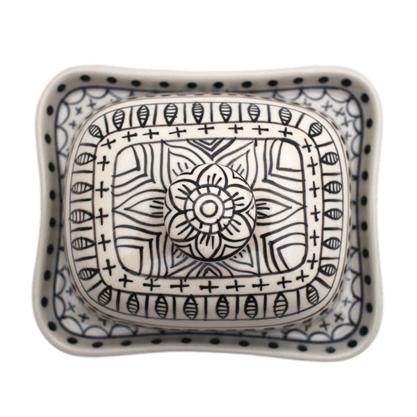 Butterdose schwarz/weiß