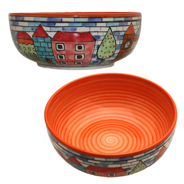 Salatschüssel Klein - Handbemalte Keramik mit Stadtmotiv