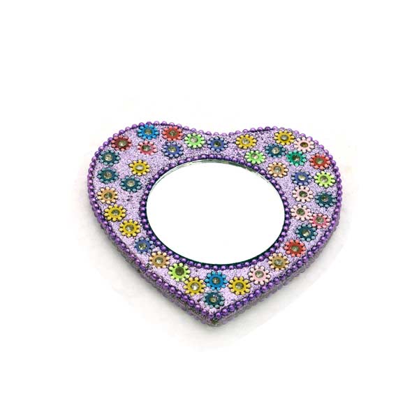 Specchio a forma di cuore viola