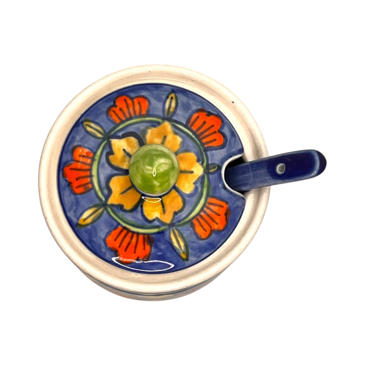 Zuccheriera con cucchiaio, blu scuro