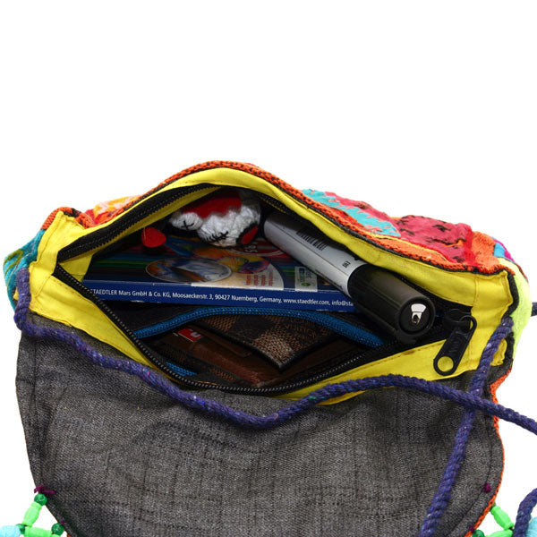 Sac bandoulière patchwork coloré - brodé à la main | Pochette unique