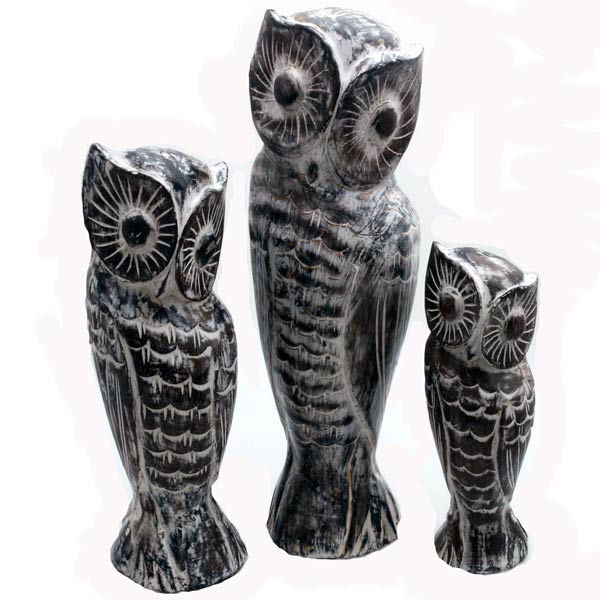 Standfigur Eule Set/3 Holz