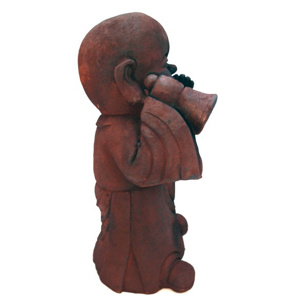 Mönch Dekofigur mit Musikintrument - Polyresin Gartenfigur 43cm