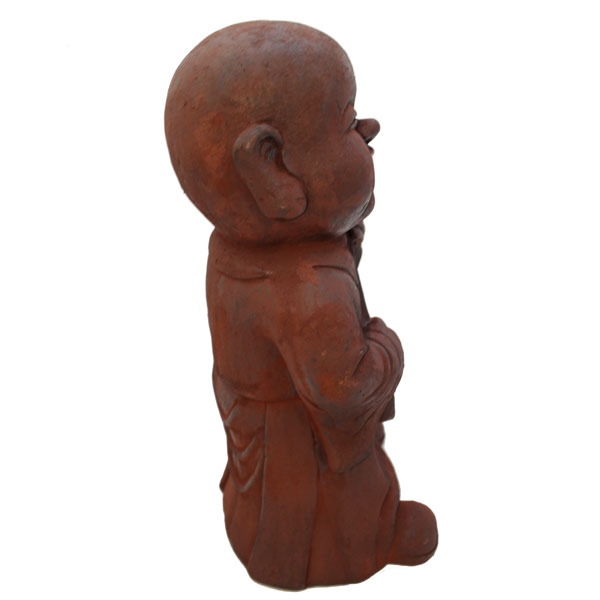 Mönch Dekofigur Rostoptik - Polyresin Gartenfigur für Ruhe