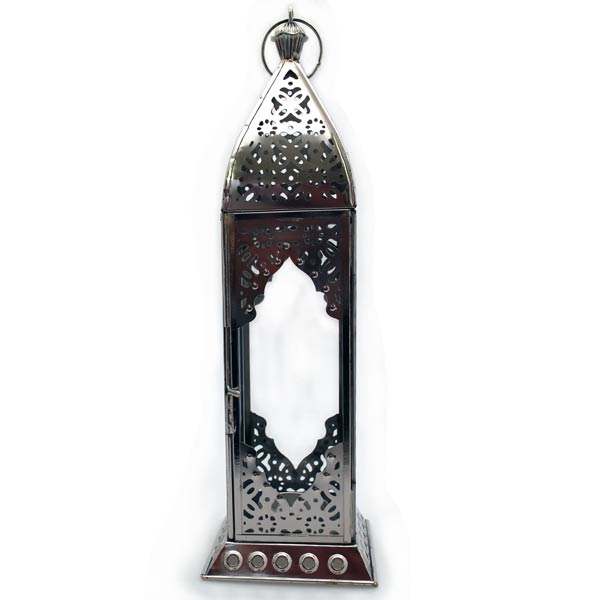 Laterne Metall Silber mit Glas