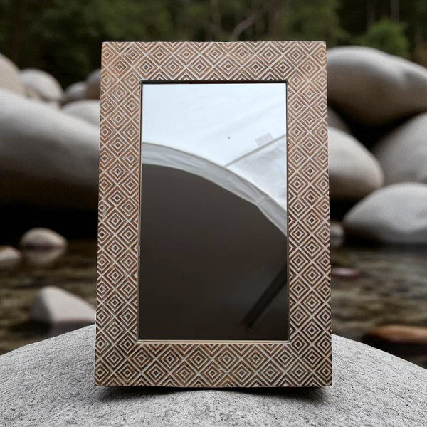 Specchio da parete in legno di mango