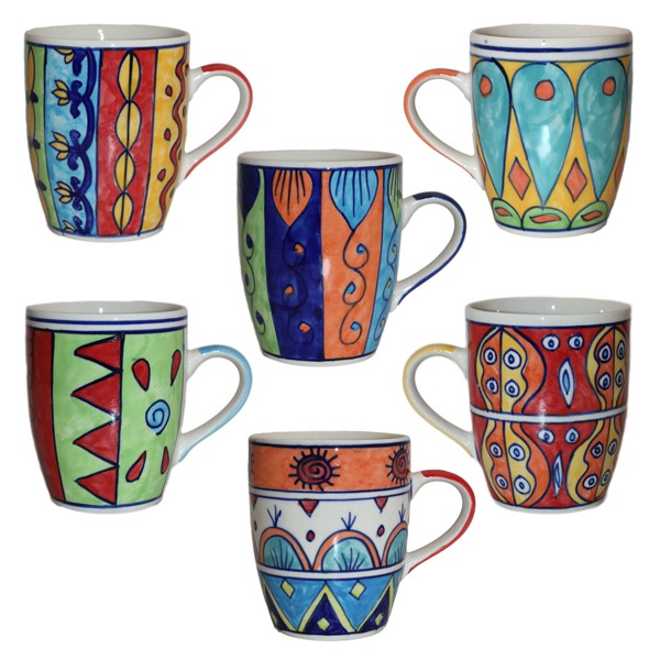 Bunte Keramik Tasse - Handgefertigter Kaffeebecher