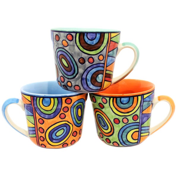 Bunte Kaffeetasse 450ml Andora - Handbemalte Keramik