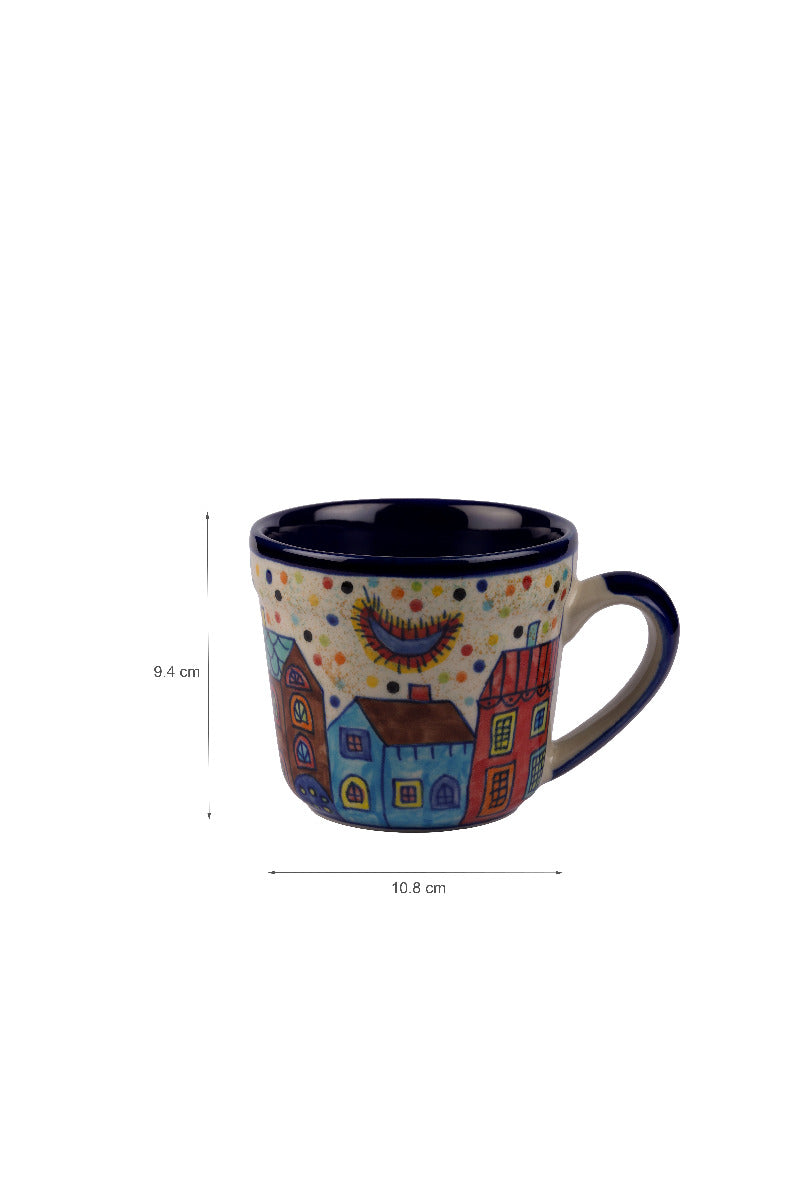 Tasse Village Häusermotiv - Handbemalte Keramik bunt