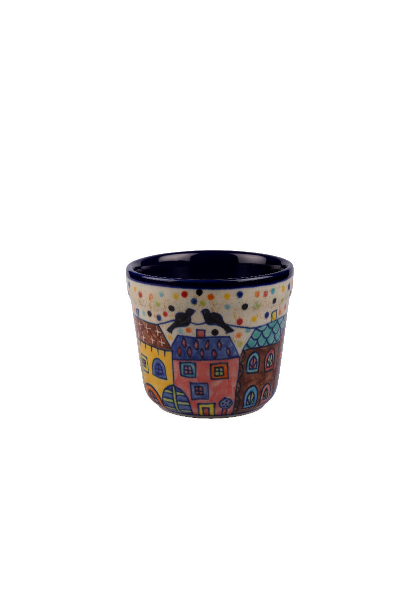 Tasse Village Häusermotiv - Handbemalte Keramik bunt