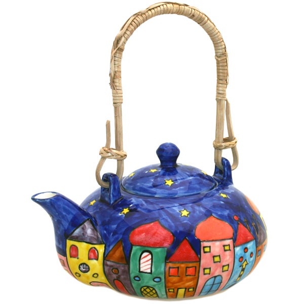 Théière « nouveau village » avec anse en bambou