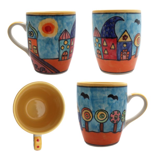 Handbemalte Keramik-Tasse 350ml - Bunte Kaffeetasse von Gall & Zick