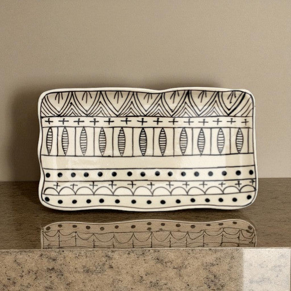 Assiette de service petite noir/blanc