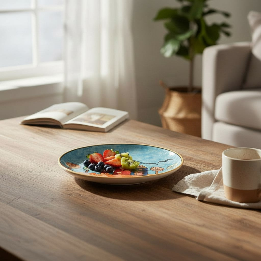 Frühstücksteller Happy - Handbemalte Keramik 20cm