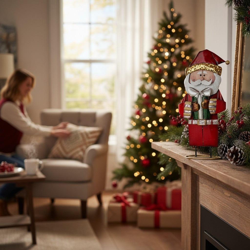 Babbo Natale in legno rosso