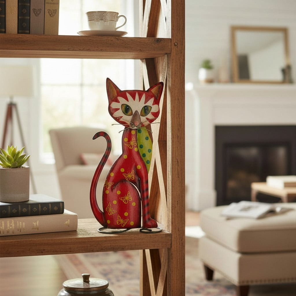 Katzenfigur - Bunte Dekofigur aus Metall 36cm