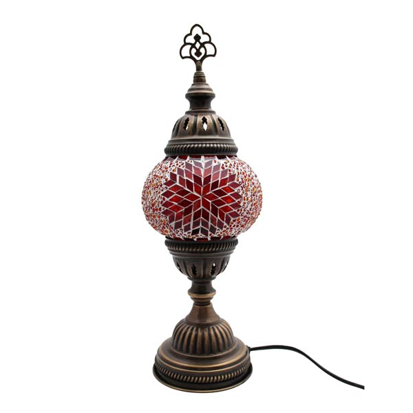 Lampe mosaïque de verre orange/rouge