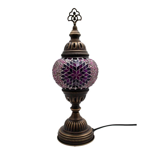 Lampe mosaïque de verre violet/rose