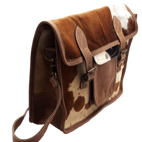 Borsa in pelliccia con patta - borsa a tracolla in vera pelle