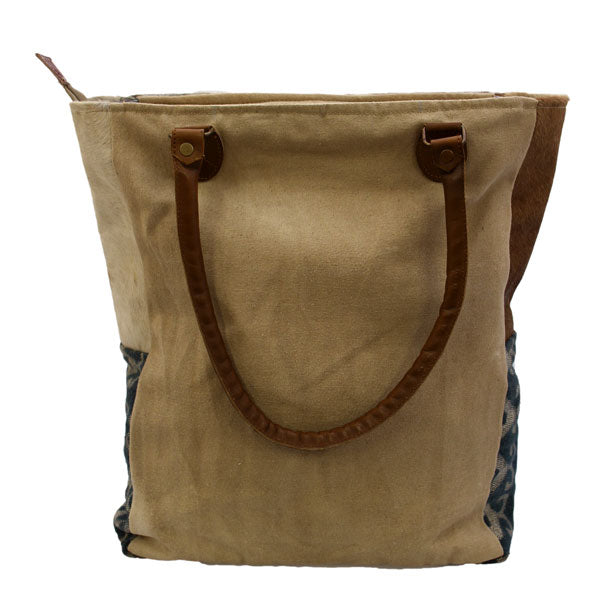 Sac cabas en toile et fourrure