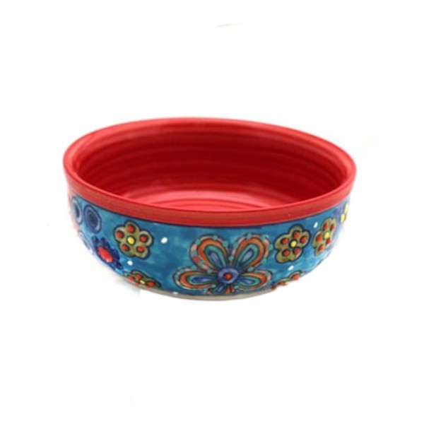 Ciotola in ceramica a forma di margherita - motivo floreale dipinto a mano