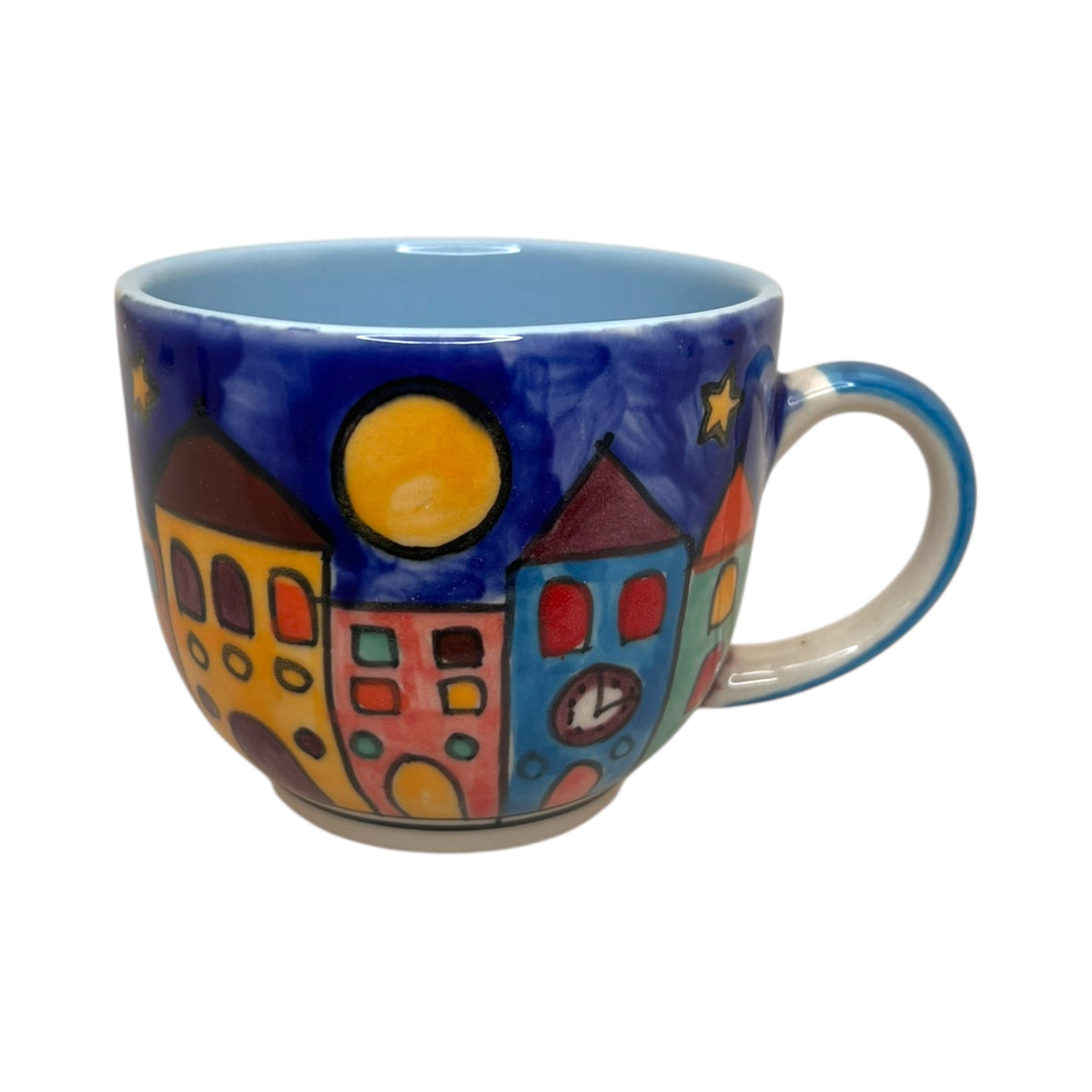 Kleine Tasse New Village 300ml handgemalt - Keramik Kaffeetasse