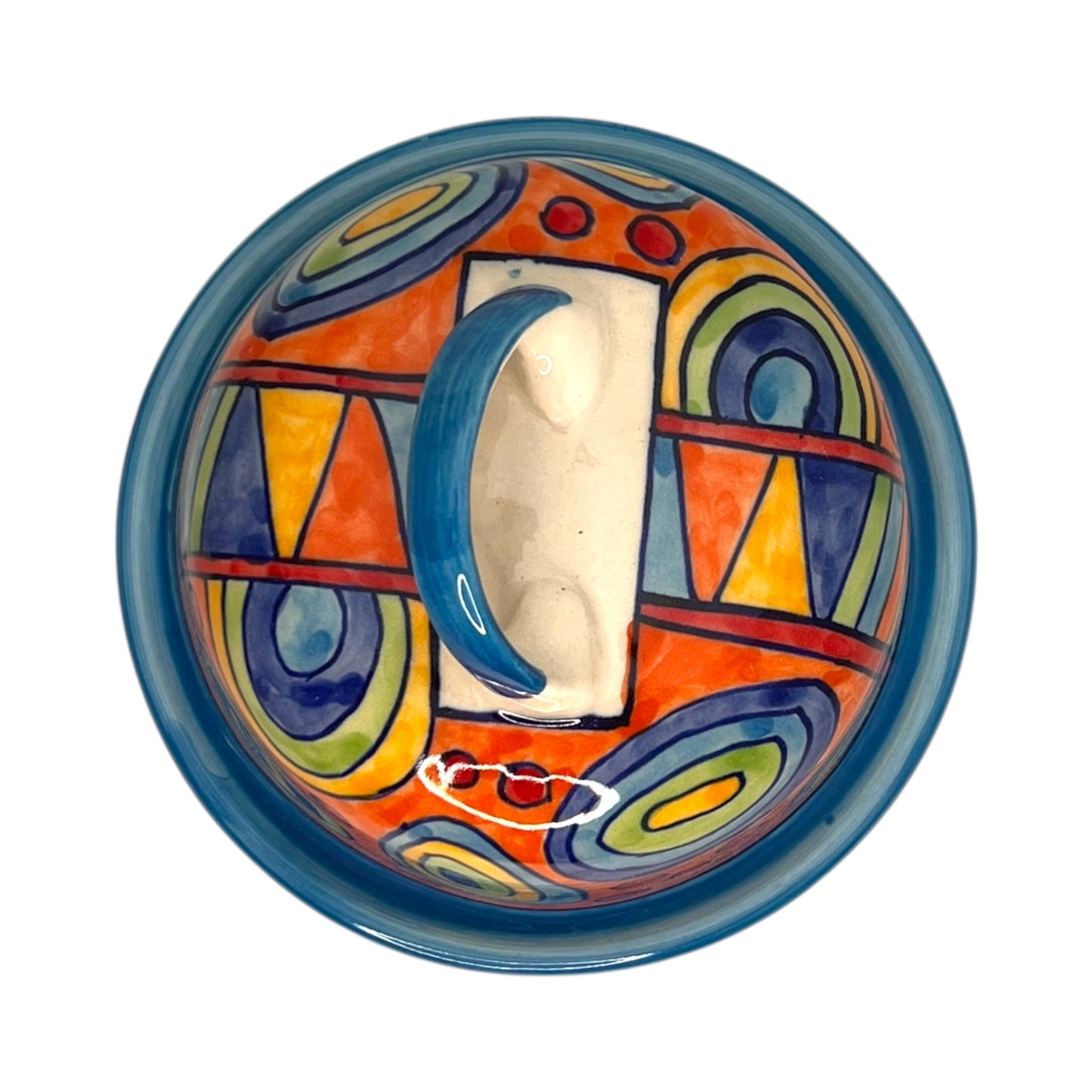 cloche à fromage ronde en céramique - beurrier peint à la main