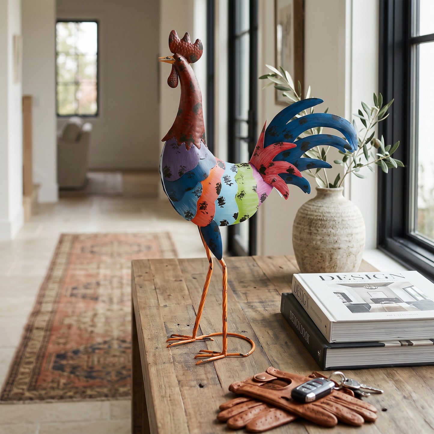 Hahn Dekofigur 83cm – Multicolor Eisenblech