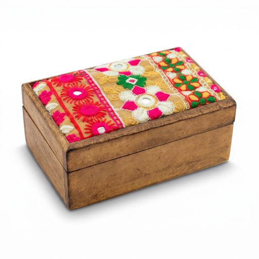 Boîte en bois rectangulaire marron – Petite boîte de rangement en bois naturel