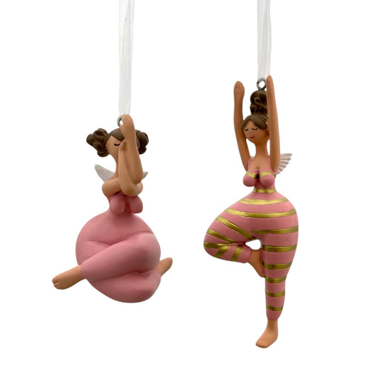 Yoga Engel Hänger Set 2 Stück Rosa/Gold - Weihnachtsdeko & Geschenkanhänger