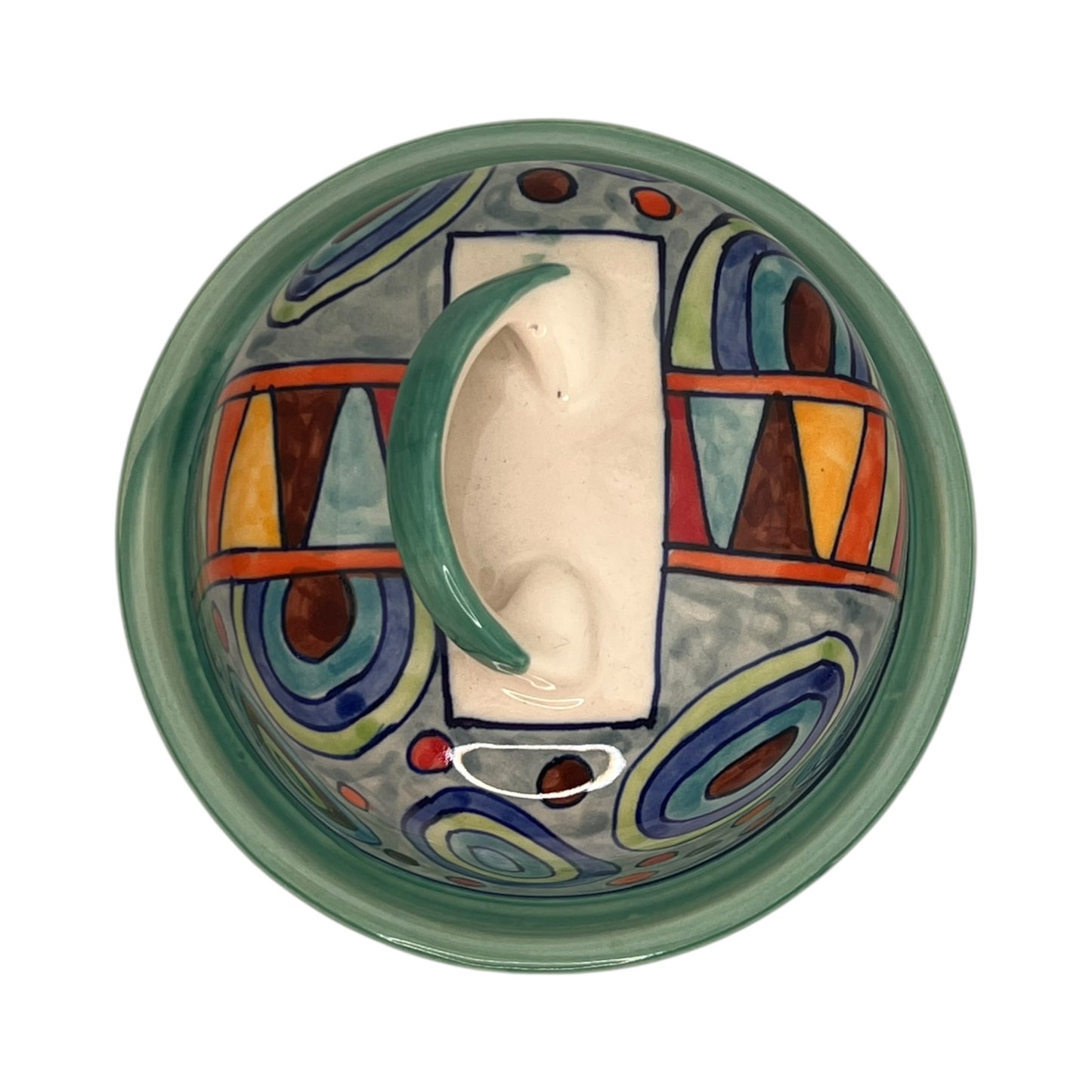 cloche à fromage ronde en céramique - beurrier peint à la main