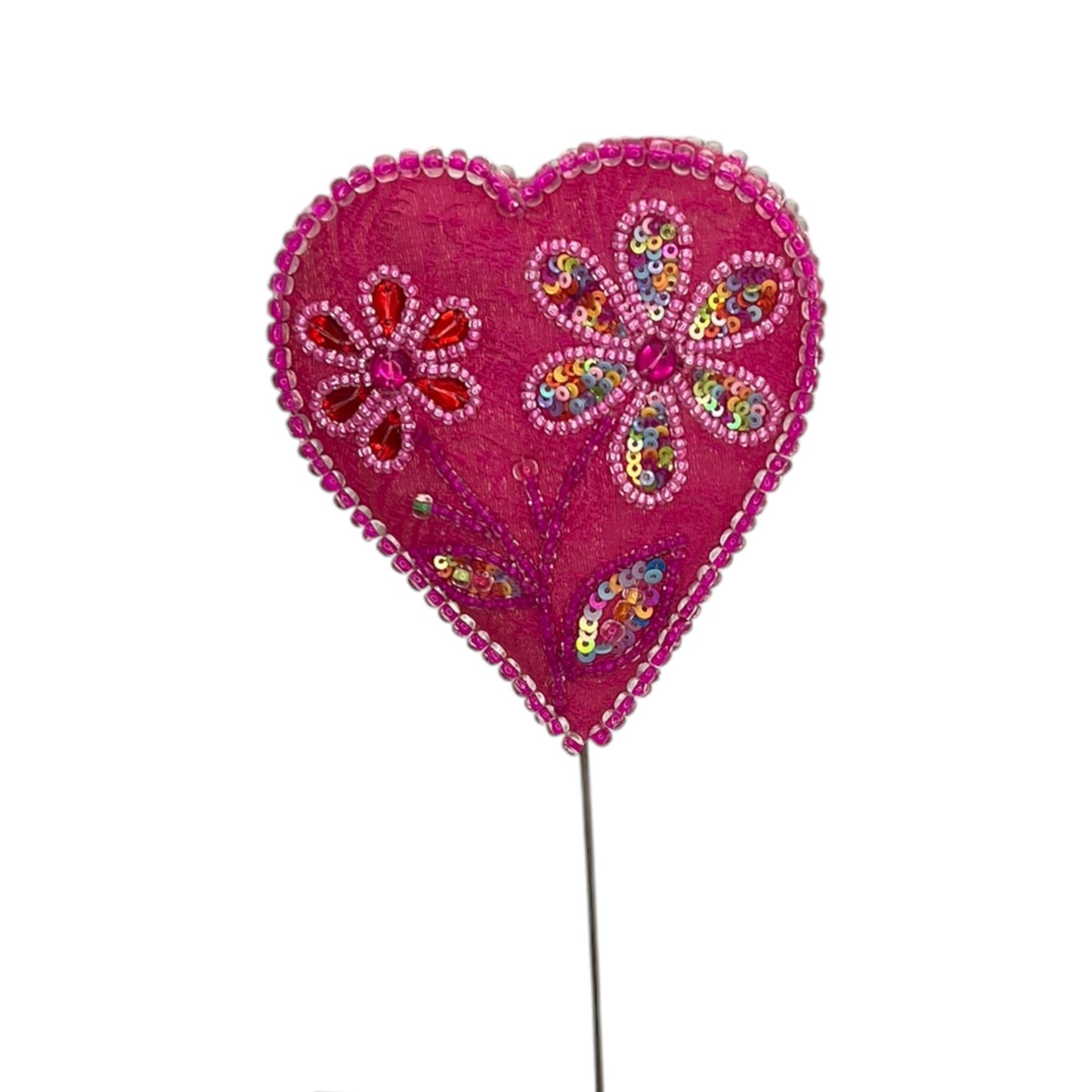 Pink Heart Flower Pot Pick