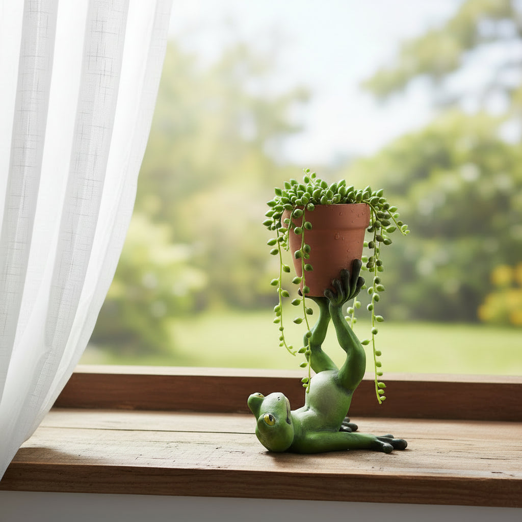 Plant pot frog