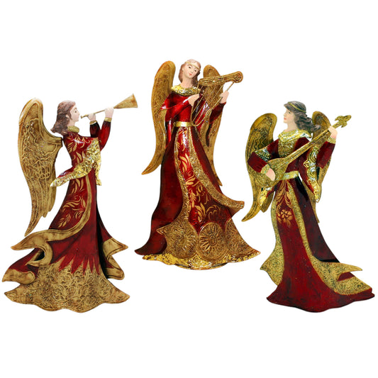 Engel rot mit Instrumenten - Weihnachtsdeko