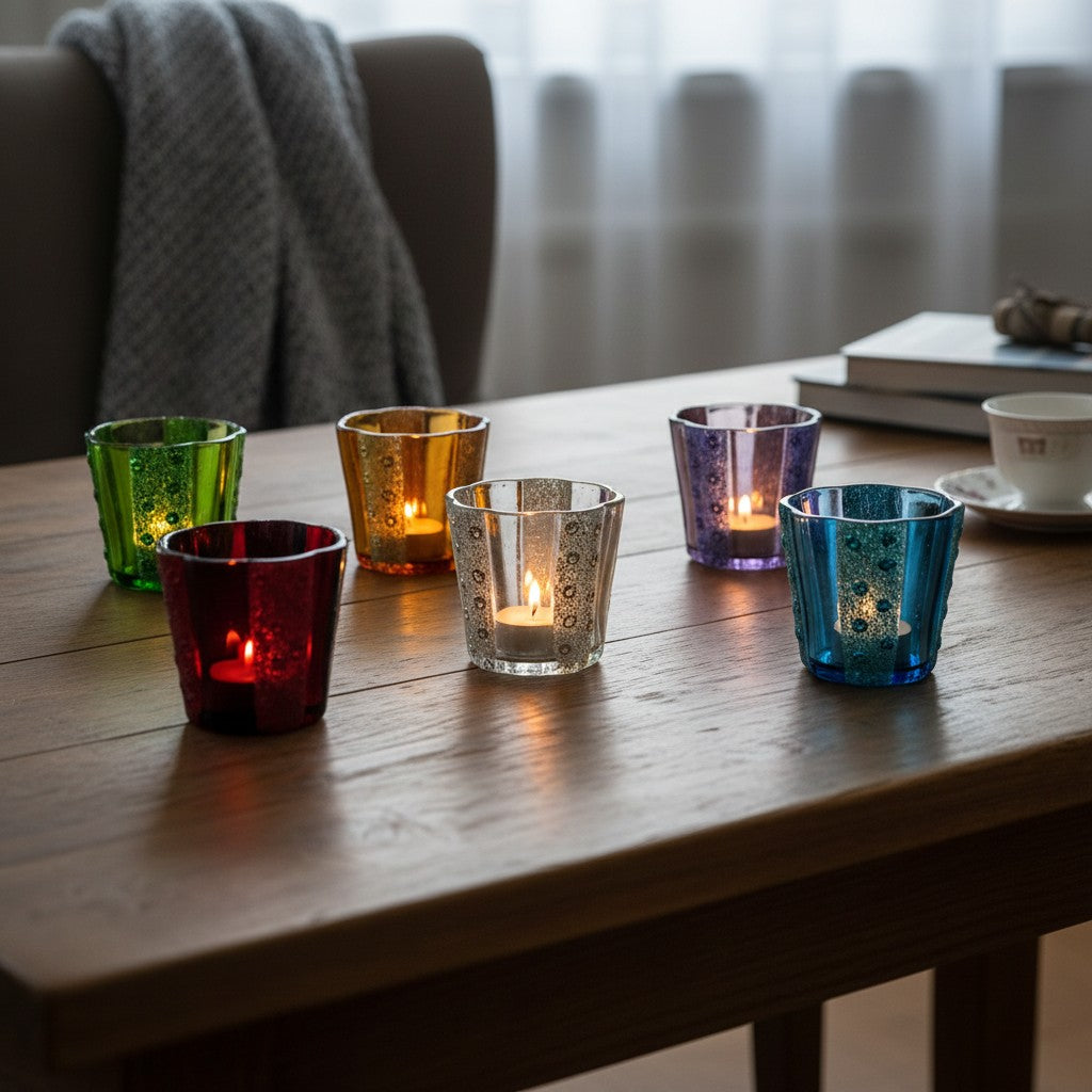 Teelichtglas 6er Set – Bunt & Stimmungsvoll