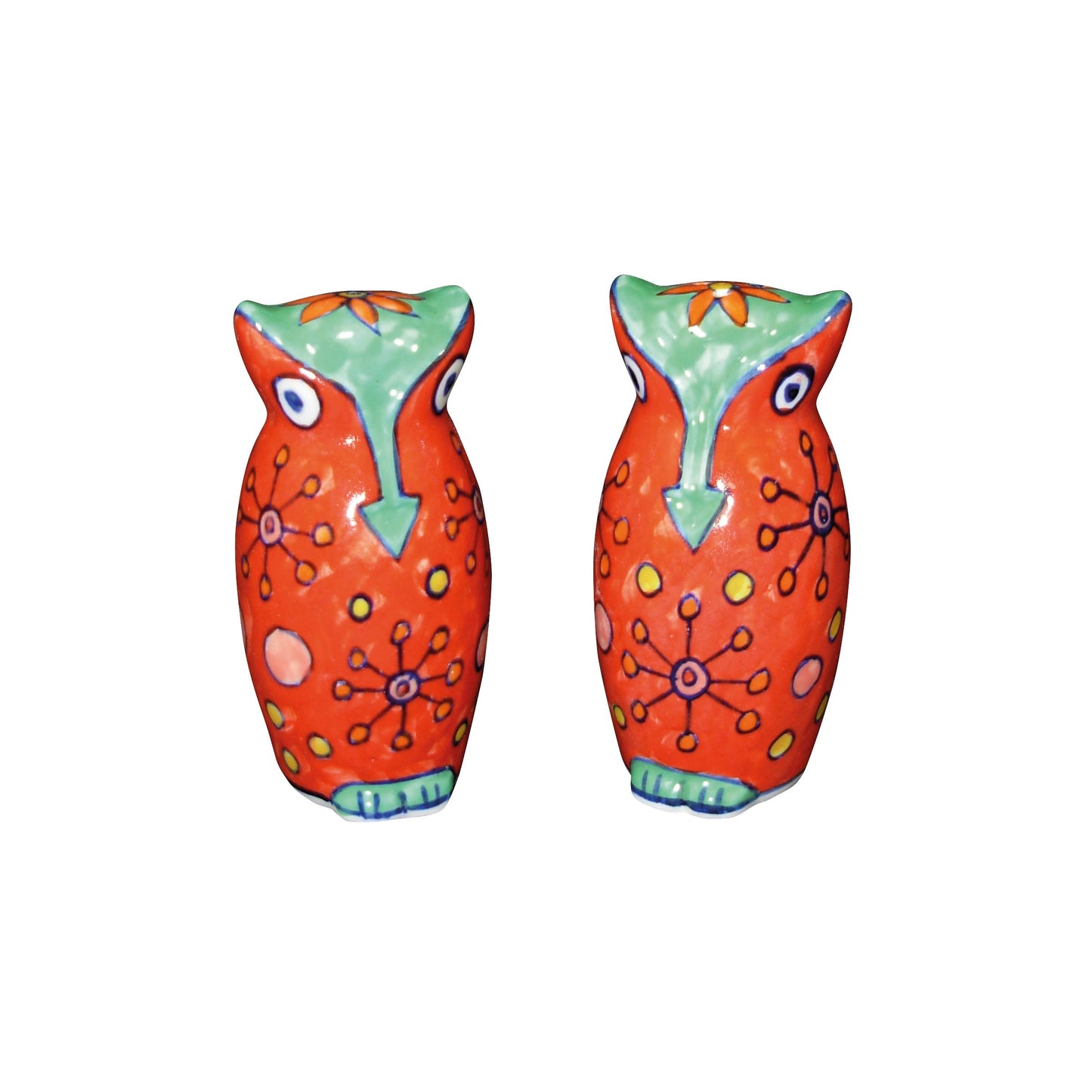 Salz und Pfefferstreuer Eule Keramik handbemalt - Gewürzstreuer