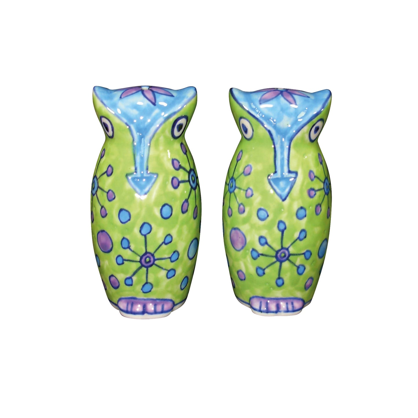 Salz und Pfefferstreuer Eule Keramik handbemalt - Gewürzstreuer