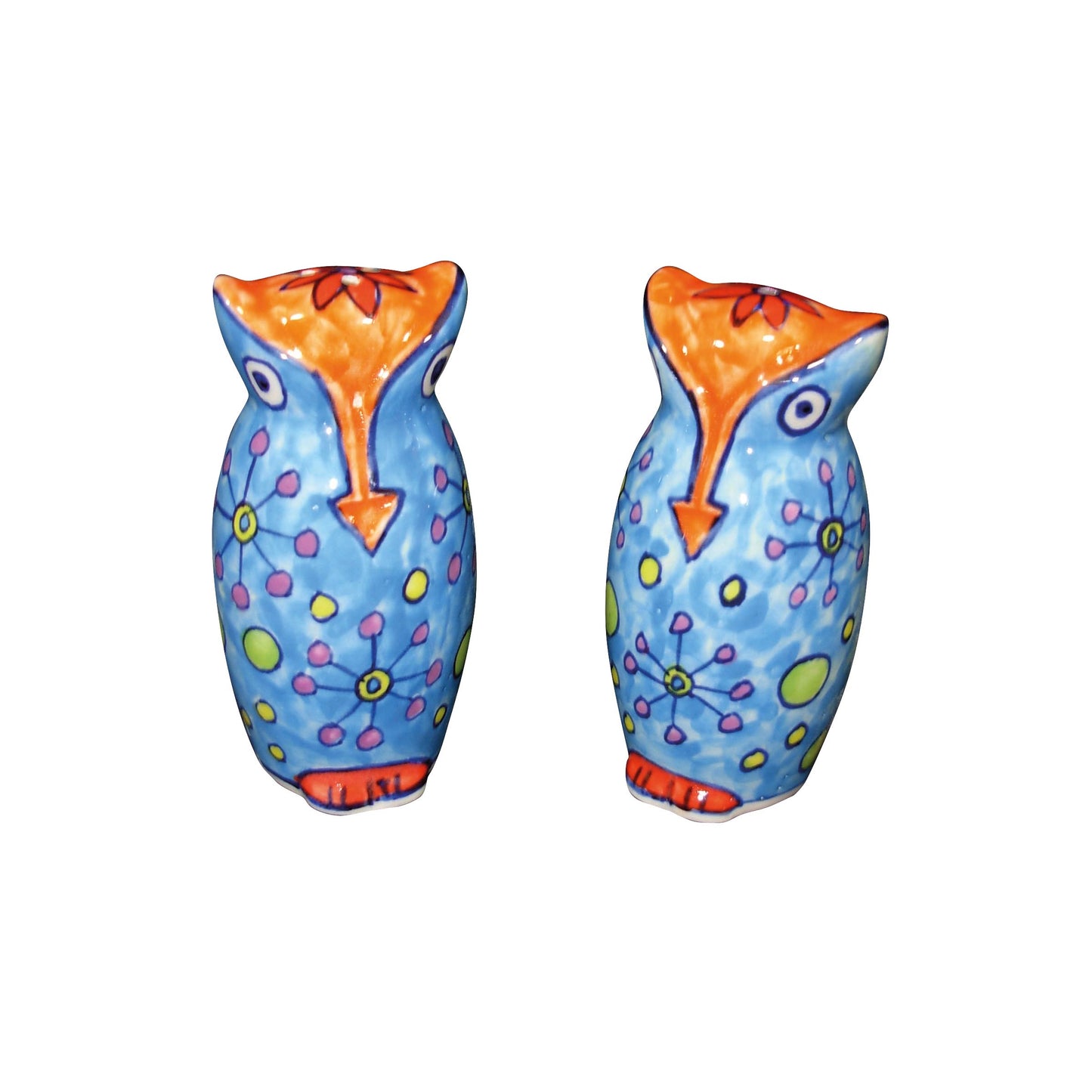 Salz und Pfefferstreuer Eule Keramik handbemalt - Gewürzstreuer