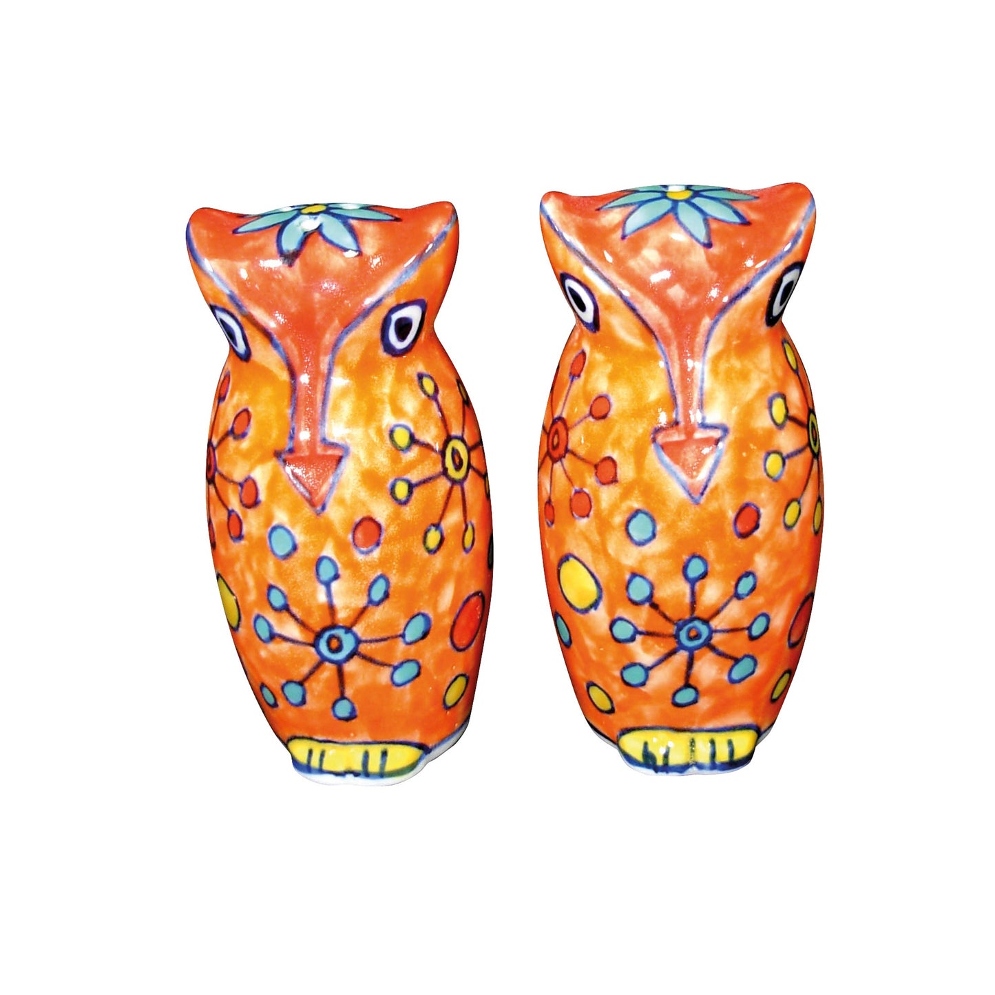 Salz und Pfefferstreuer Eule Keramik handbemalt - Gewürzstreuer