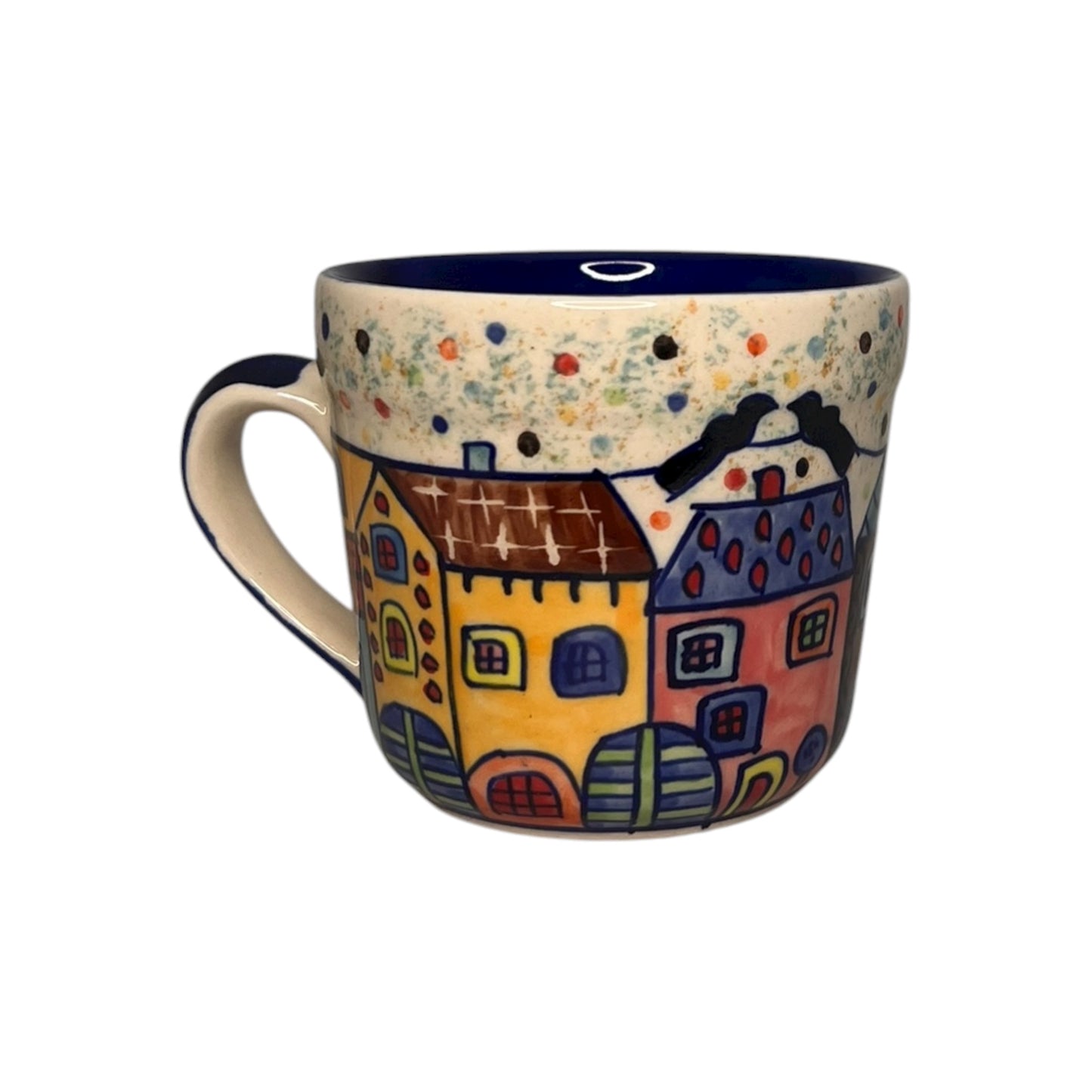 Tasse Village Häusermotiv - Handbemalte Keramik bunt