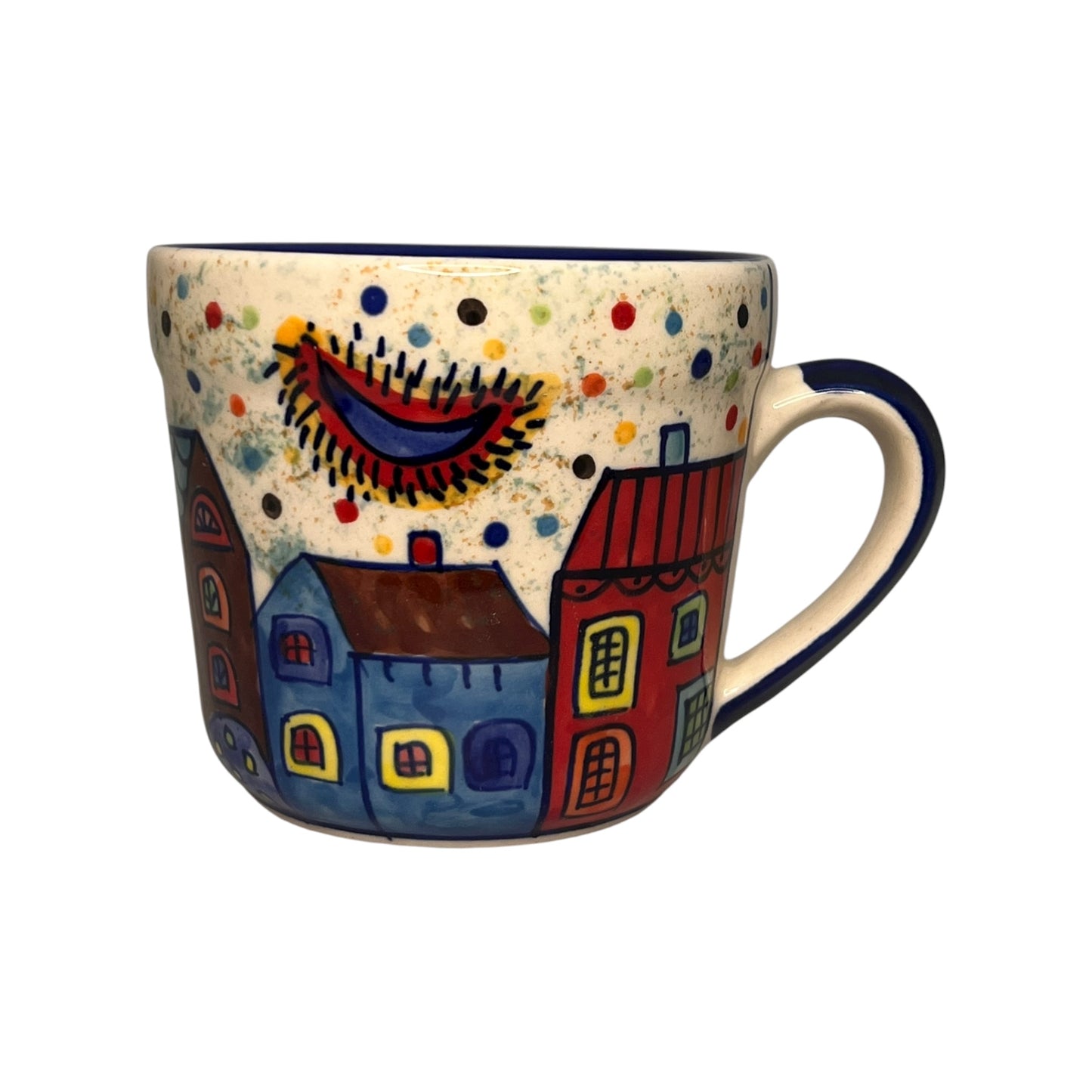 Tasse Village Häusermotiv - Handbemalte Keramik bunt