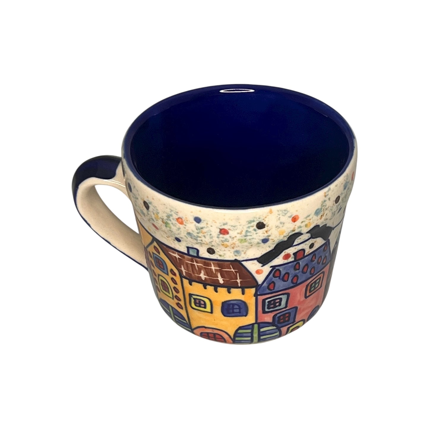 Tasse Village Häusermotiv - Handbemalte Keramik bunt