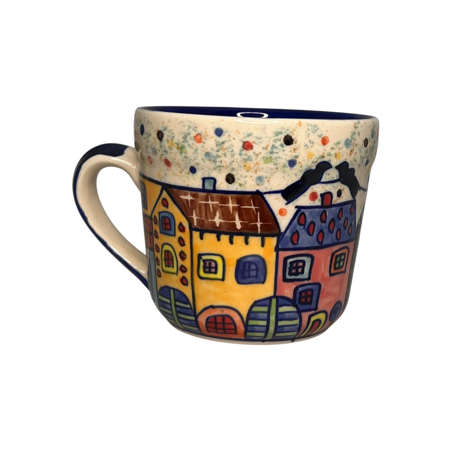 Tasse Village Häusermotiv - Handbemalte Keramik bunt