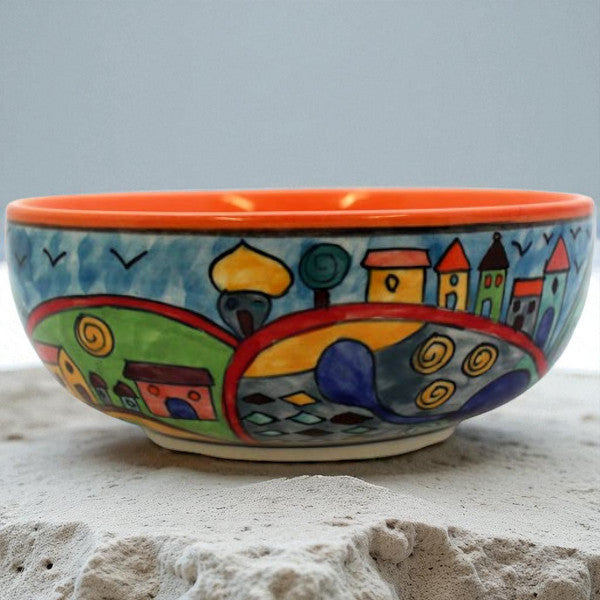 Salatschüssel Happy - Naive Landschaftsmalerei klein